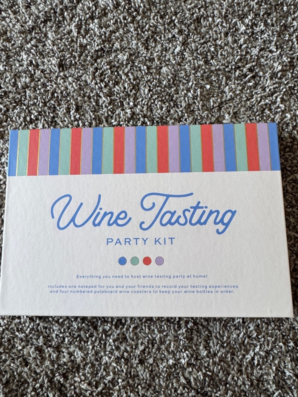 Wine Tasting Party Kit - Blue & Multicolor Stripe